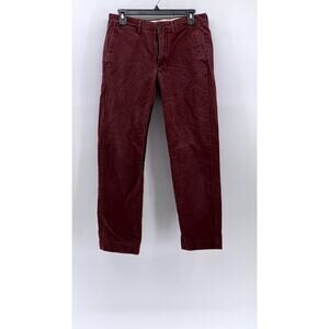 J.CREW Men's Burgundy Straight-Fit Broken-In Chino Pants SZ 30X30